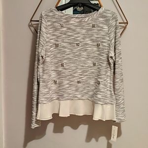 NEW Maison Jules Heather Grey Sweater Sz L